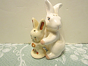 Vintage Ceramic Rabbit Mom&baby Salt & Pepper Shakers
