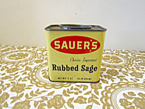 Vintage Sauer's Ribbed Sage Spice Tin