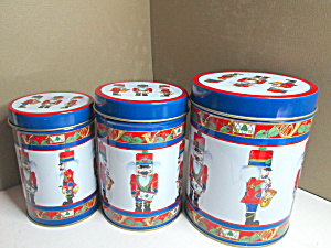 Christmas Soldier And Nutcrackers Tin Canister Set