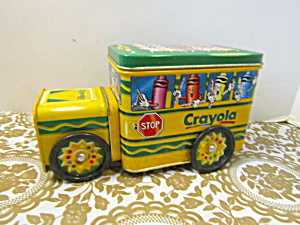 Vintage Crayola Crayons School Bus Tin