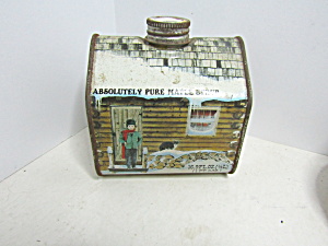 Vintage Absolutely Pure Maple Syrup Log Cabin Tin