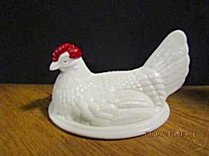 Vintage Westmoreland Milk Glass Chicken Basket Cover