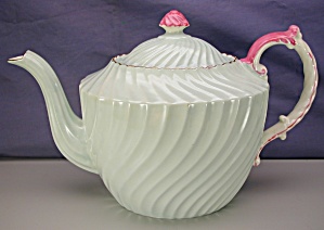 Aynsley Pale Aqua Blue Swirl Fluted Teapot