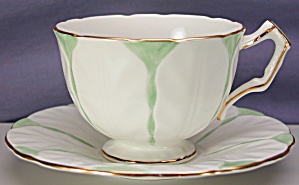 Aynsley Tulip Shape Green Tint Cup & Saucer