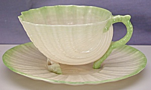 Belleek Neptune Green Tint Cup & Saucer (2bm)