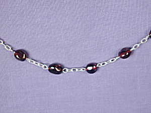 Garnet Ovals & Sterling Silver Chain Bracelet