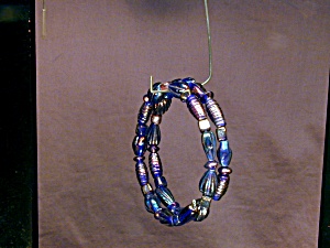Blue Iris Lampwork Glass Bangle Bracelet