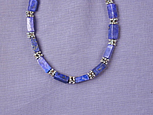 Lapis Lazuli Rectangles & Pewter Bracelet