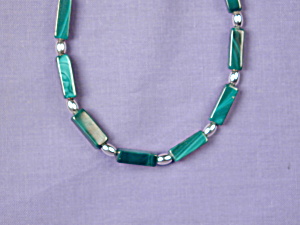 Malachite Rectangles & S Silver Bracelet