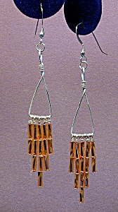 Ss Triangle & Gold Twisted Bugle Bead Dangles