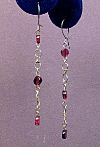 Garnet Coin & Ss Figure 8 Drop Earrings