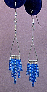 Ss Triangle & Aqua Blue Seed Bead Dangles