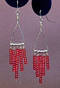 Ss Triangle & Ruby Red Seed Bead Dangles