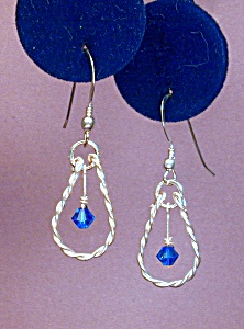 Swarovski Capri Blue & Twisted Ss Earrings