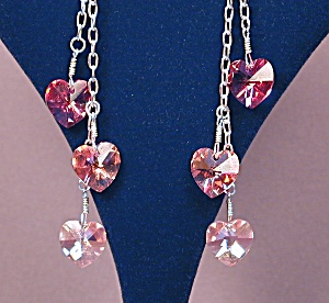 Chained Swarovski Hearts & Ss Shades Of Pink