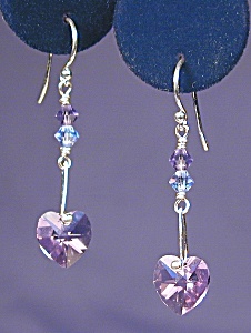 Ss & Swarovski Violet Heart Earrings