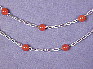 Carnelian & Ss Link Necklace