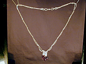 Sterling Silver & Garnet Leaf Necklace