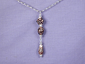 Dalmation Lamp Work Glass & Ss Chain Necklace