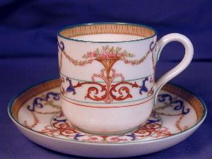 Royal Worcester Hand Painted Demi-tasse C&s