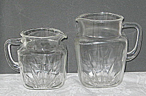 Beer Pitchers Vintage 1950 Clear Glass