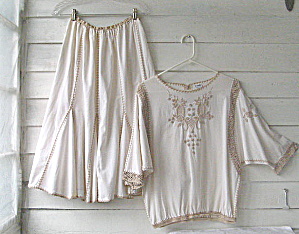 Ladies Dress Vintage 2 Piece Handmade Cotton /crochet