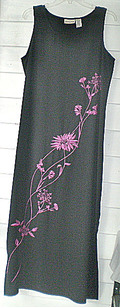 Embroidered Dress Long Black Vintage