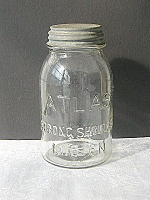 Atlas Strong Shoulder Vintage Clear Quart Fruit Jar