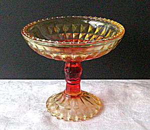 Jeannette Style Depression Gold/red Candy Dish