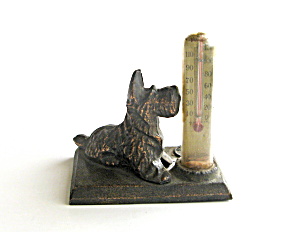 Copper Scottie Dog With Thermometer Souvenir
