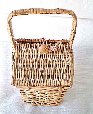 Vintage Straw Sewing Basket