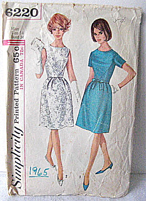 Vintage 1965 Simplicity 2 Style Dress Pattern