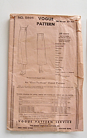 Vogue Vintage 1932 Skirt Pattern