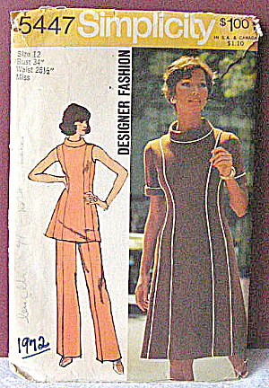 Vintage 1972 Simplicity Dress & Slacks Pattern