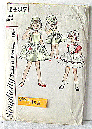 1956 Pattern Child Sundress,pinafore,bonnet & Panties