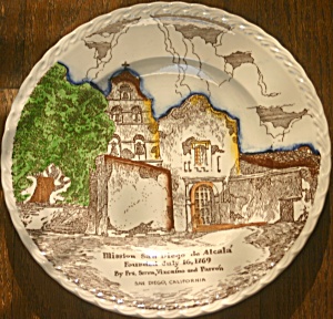 Vernon Kilns Mission San Diego Color Souvenir Plate
