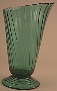 Jeannette Glass Ultramarine Swirl Vase (Scalloped Rim)