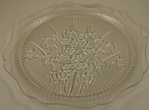 Jeannette Glass Iris & Herringbone Sandwich Plate