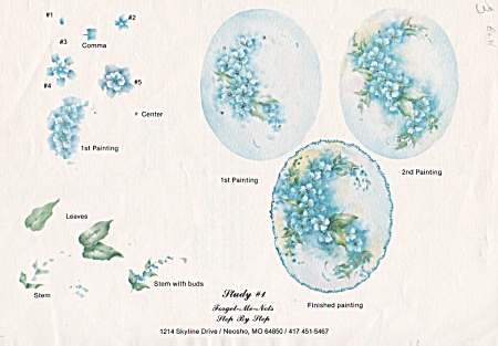 Sharon Steen China Painting Forget-me-nots Study 11978