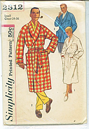Vintage Mens Robe - Jacket Pattern Sz Sm