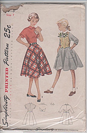 Vintage - Simplicity - Girls 1 Pc Dress W/weskit -