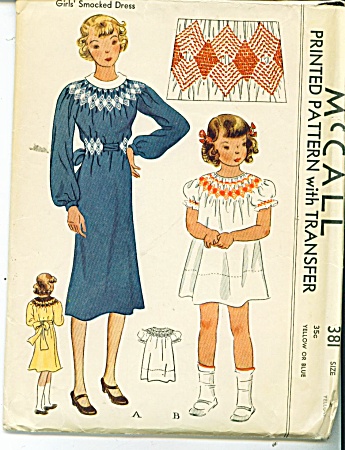 Vintage - Mccall Smocked Dress Girls Sz 8 - 381
