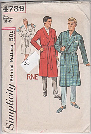Vintage - Men's Bathrobe - Sz Med - Simplicity 4739