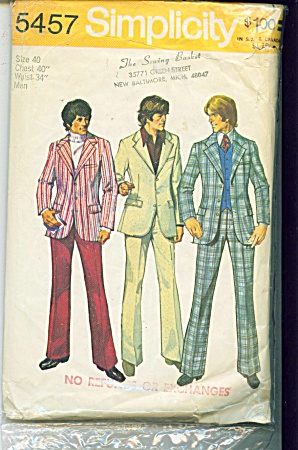 Vintage - Mens - Pants - Jacket - Sz 40 - Pattern