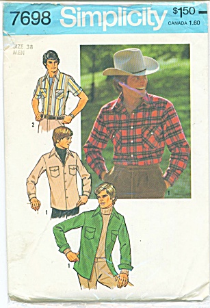 Vintage Simplicity Mens Shirt 7698 C'1976