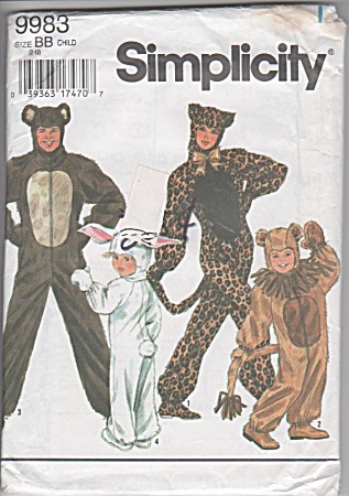 Costume Pattern - Bunny - Lion - Bear - Leopard - 2-12