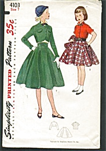 Vintage 1950s Girls 2 Pc Suit And Blouse Mint
