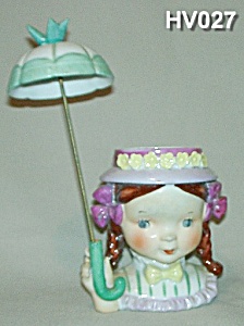 Little Umbrella Girl Head Vase