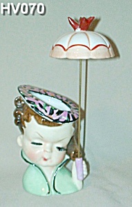 Little Umbrella Girl Head Vase