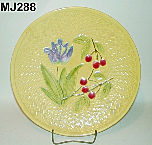 11 1/4&quot; Majolica Iris & Cherries Plate